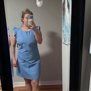 Blue Ruffle Sleeve Dress